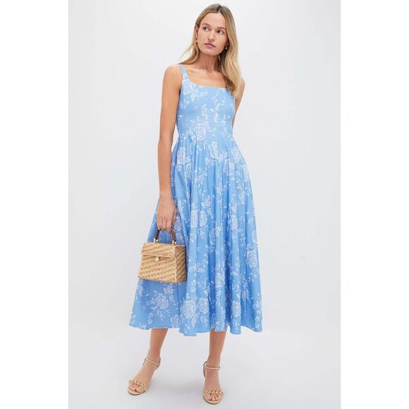 STAUD Blue Rose Wells Summer Dress NWT Size 6 Retail $395 Tuckernuck - Picture 4 of 6